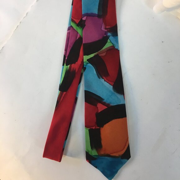 Barb Maria Handpainted Silk Tie Vintage Rainbow Tie Dye Abstract Multicolour - Picture 3 of 14